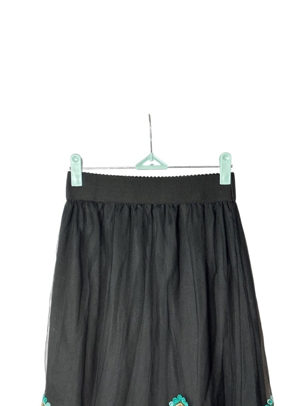 Magic A-Line Midi Skirt S Pull On Mesh Overlay Embroidered Lined Y2K Fairycore - Picture 2 of 6